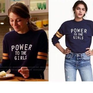 Divided “power to the girls” crew neck pull over